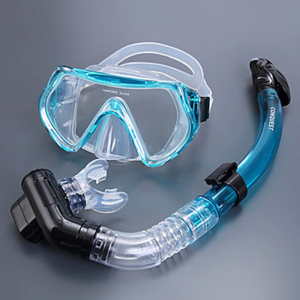 Full Dry Snorkel Goggles Breathing Tube Suit Snorkeling Equipment Tempered Glass