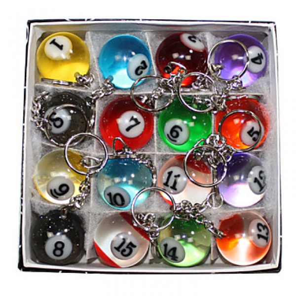 16 X Cute Multicolor Simulation Billiards Metal Ke...